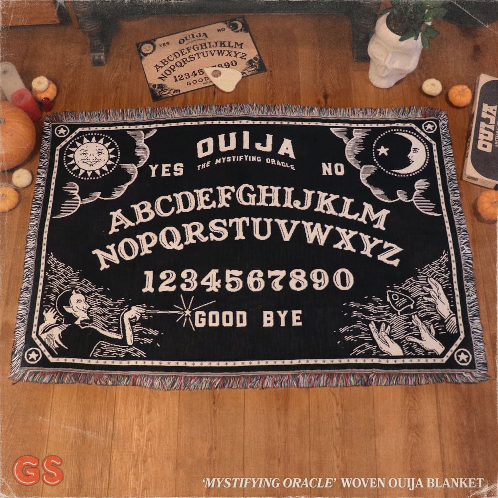 Mystifying Oracle Woven Ouija Blanket Planchette Pillow