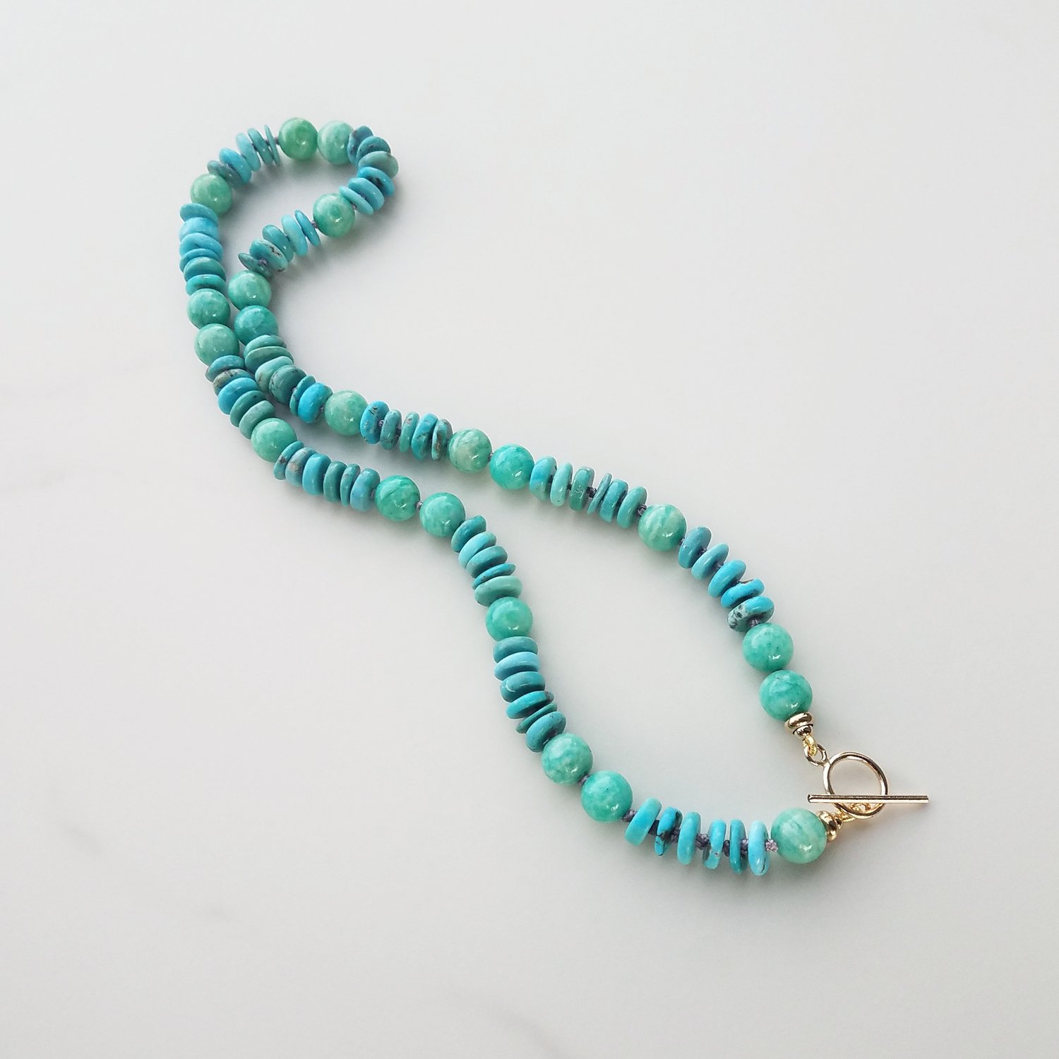 Turquoise & Amazonite Helix Necklace with Clasp