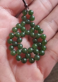 Image 2 of Laced in Jade - Genuine Jade bead woven Earrings