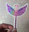 Mythical Kawaii Pink and Purple Fairy Dragonfly Staff Sticker