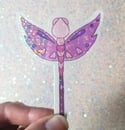 Mythical Kawaii Pink and Purple Fairy Dragonfly Staff Sticker
