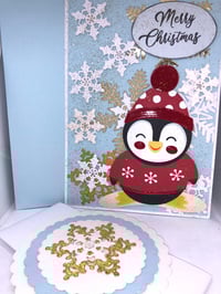 Image 1 of CHRISTMAS PENGUIN 3 PIECE CARD SET!