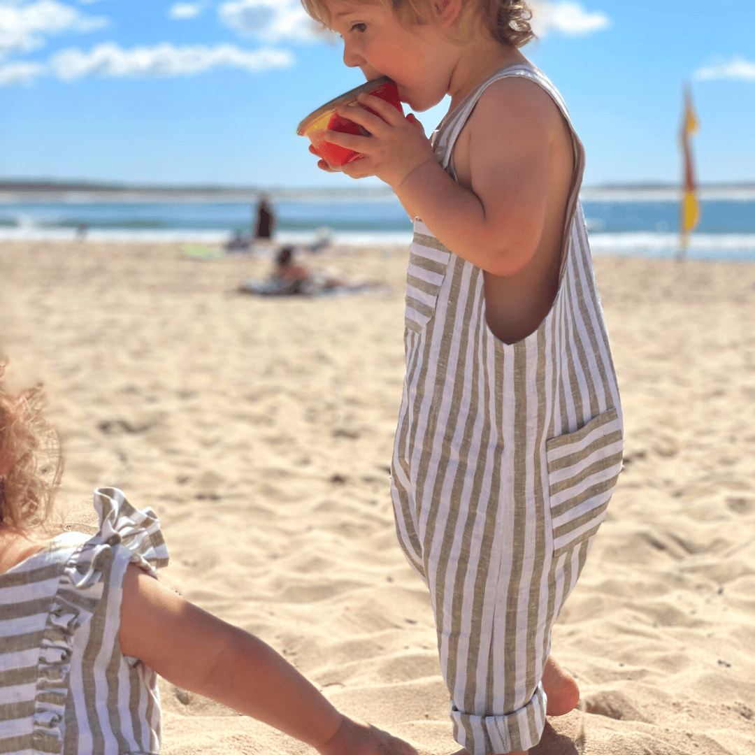 loose fitting linen overalls