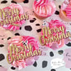 Merry Christmas - glitter toppers pack of 6
