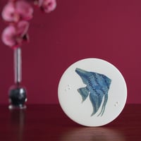 Image 4 of One Angelfish in blues ceramic wall hanging 