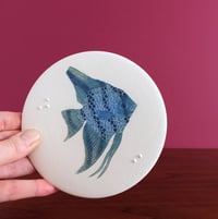 Image 5 of One Angelfish in blues ceramic wall hanging 