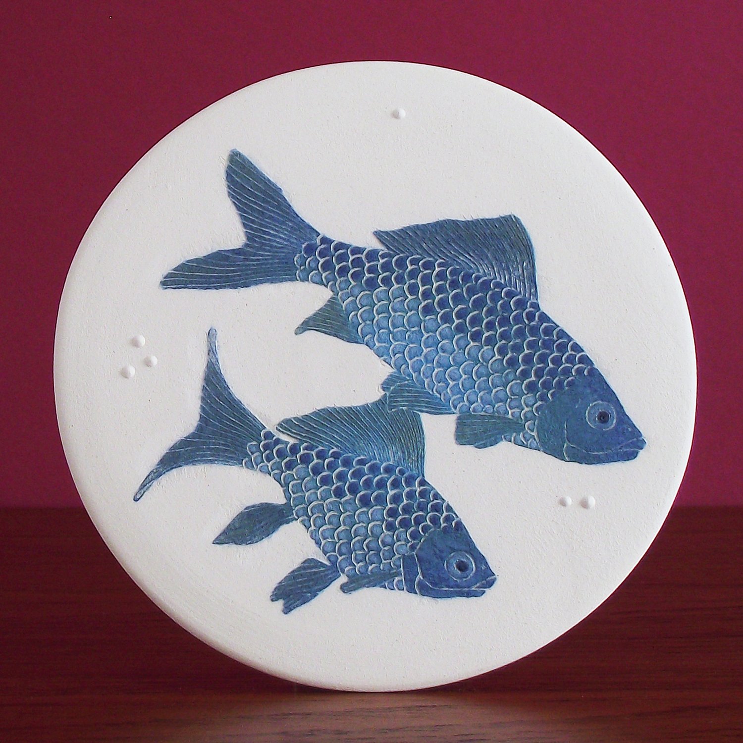 Image of Two goldfish ceramic wall hanging 