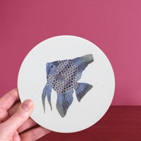 Image 5 of One Angelfish in lilac ceramic wall hanging 