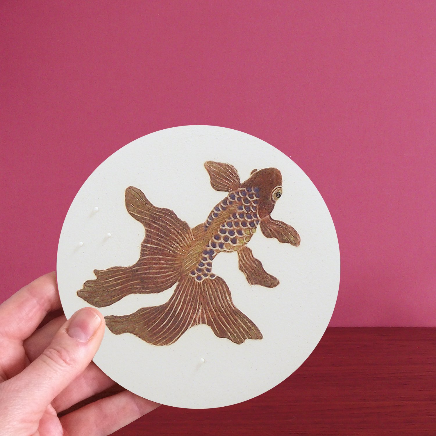 Image of Long tailed fancy fish ceramic wall hanging 