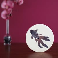 Image 4 of One fancy fish in purple ceramic wall hanging 