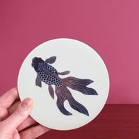 Image 5 of One fancy fish in purple ceramic wall hanging 