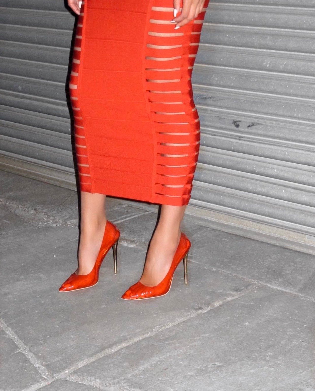 Image of RED BANDAGE CUTOUT MAXI DRESS (S/M)