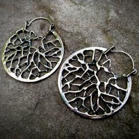 Image 1 of  Bronze + sterling silver 'diávrosi'  hoop earrings