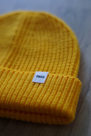 Image of Mustard Ripped Label Beanie