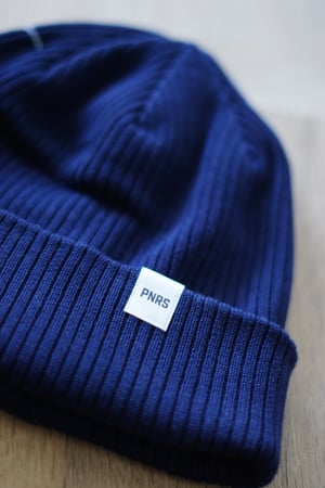 Image of Oxford Navy Organic Cotton Label Beanie