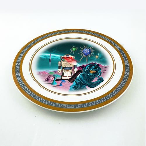 Image of Robot Attacks - Large Fine China Plate - #0776