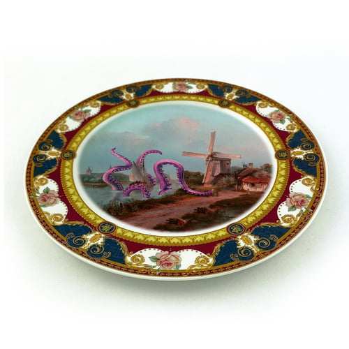 Image of Octopus Attacks - Fine China Plate - #0787