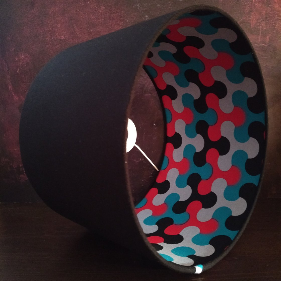 Image of Colourful Jigsaw Puzzle Double Lined Lampshade NURU Black