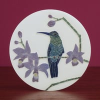 Image 5 of Violet capped hummingbird carved wall hanging