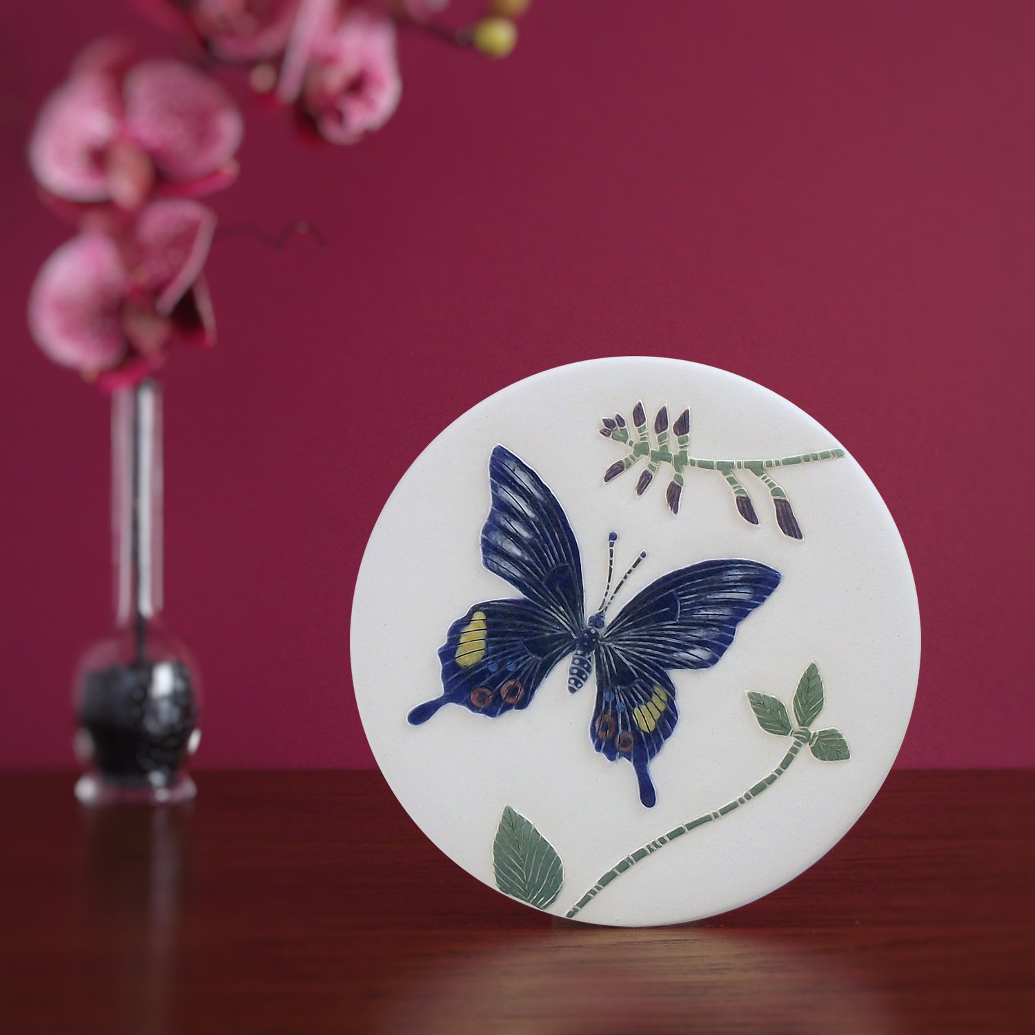 Image of Iswara butterfly carved wall hanging