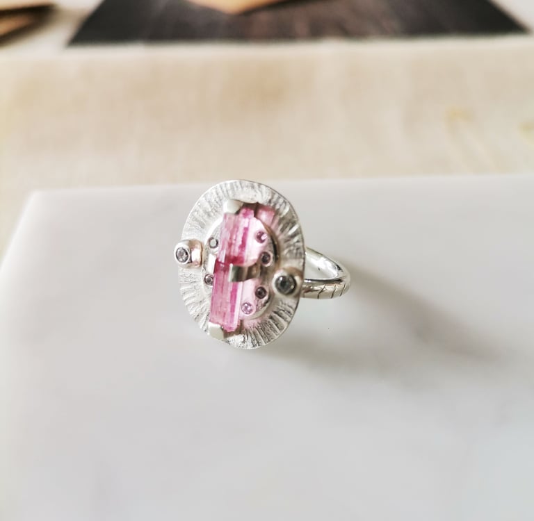Silver Tourmaline Crystal Ring Image 3