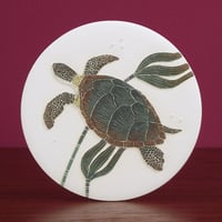 Image 5 of Green turtle carved wall hanging