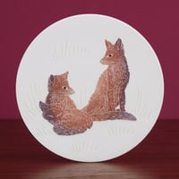 Image 5 of Fox family ceramic wall hanging