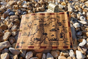 Image of Handprinted Treasure Map With Riddles