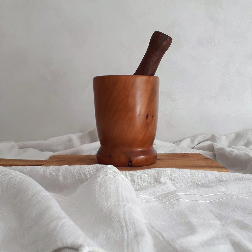 Image of MOROCCAN THUYA WOOD MORTAR & PESTLE