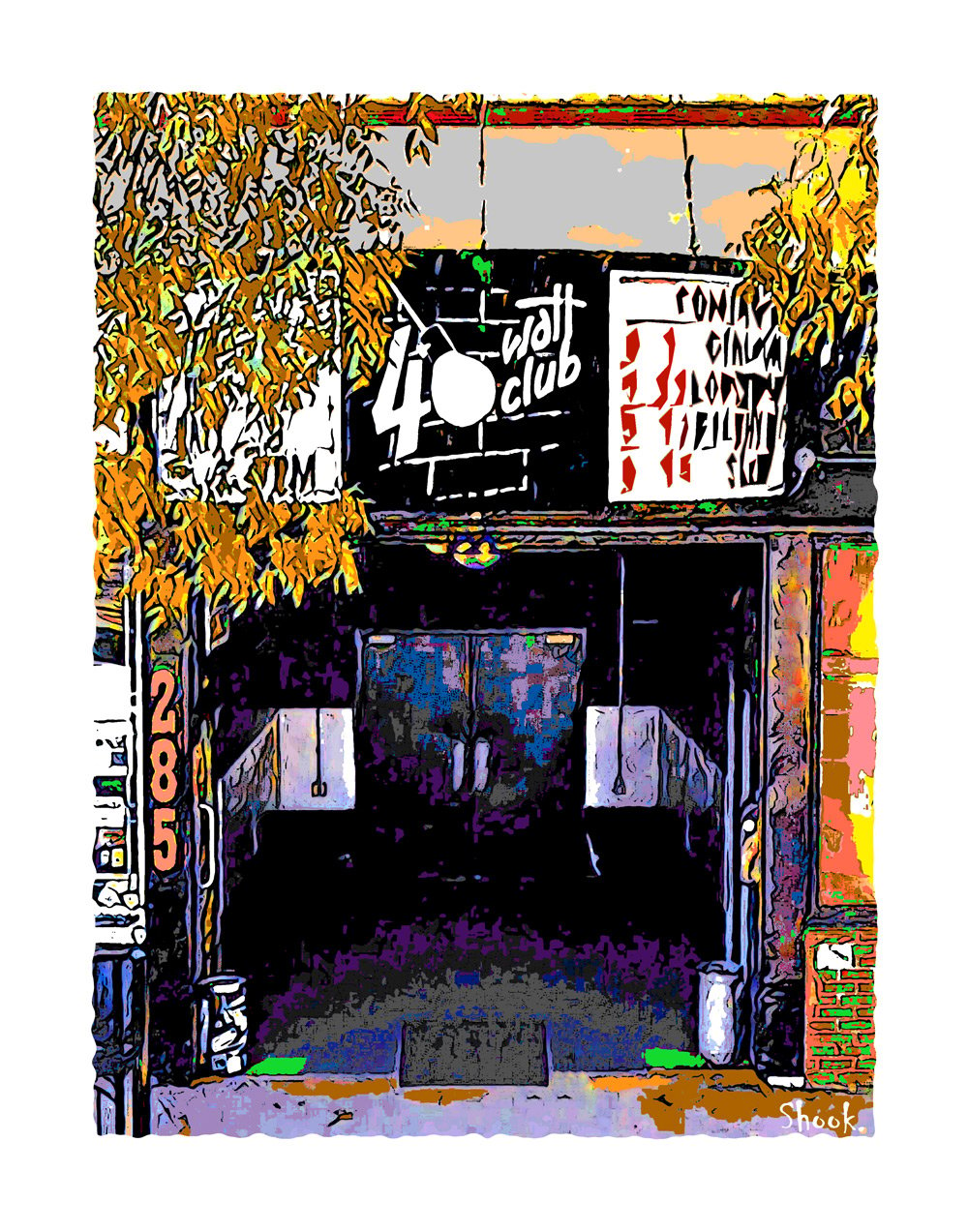 40 Watt Club Athens GA Autumn Tone Giclée Art Print (Multi-size options)