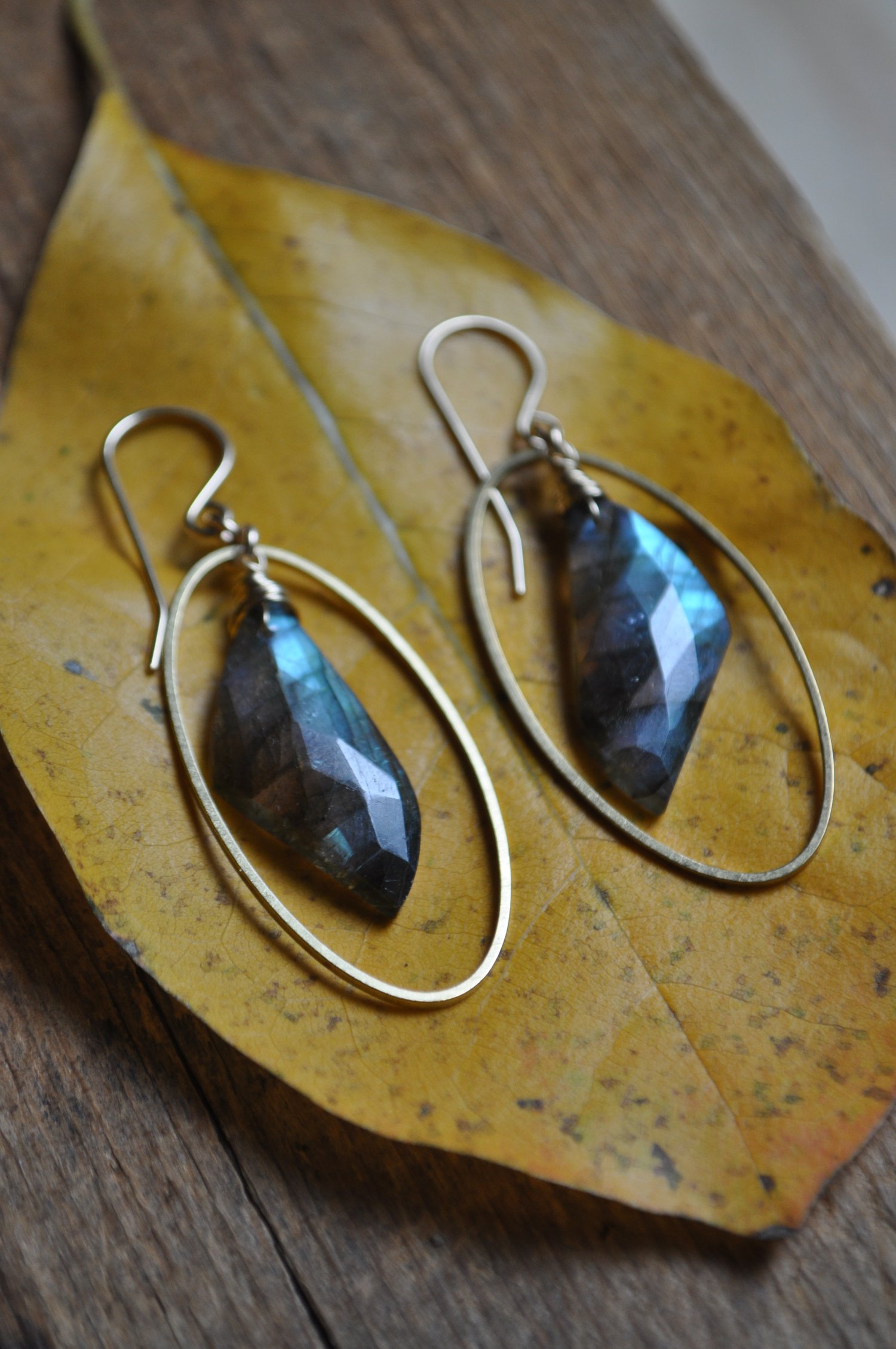 Image of Labradorite Wing Hoop Dangles