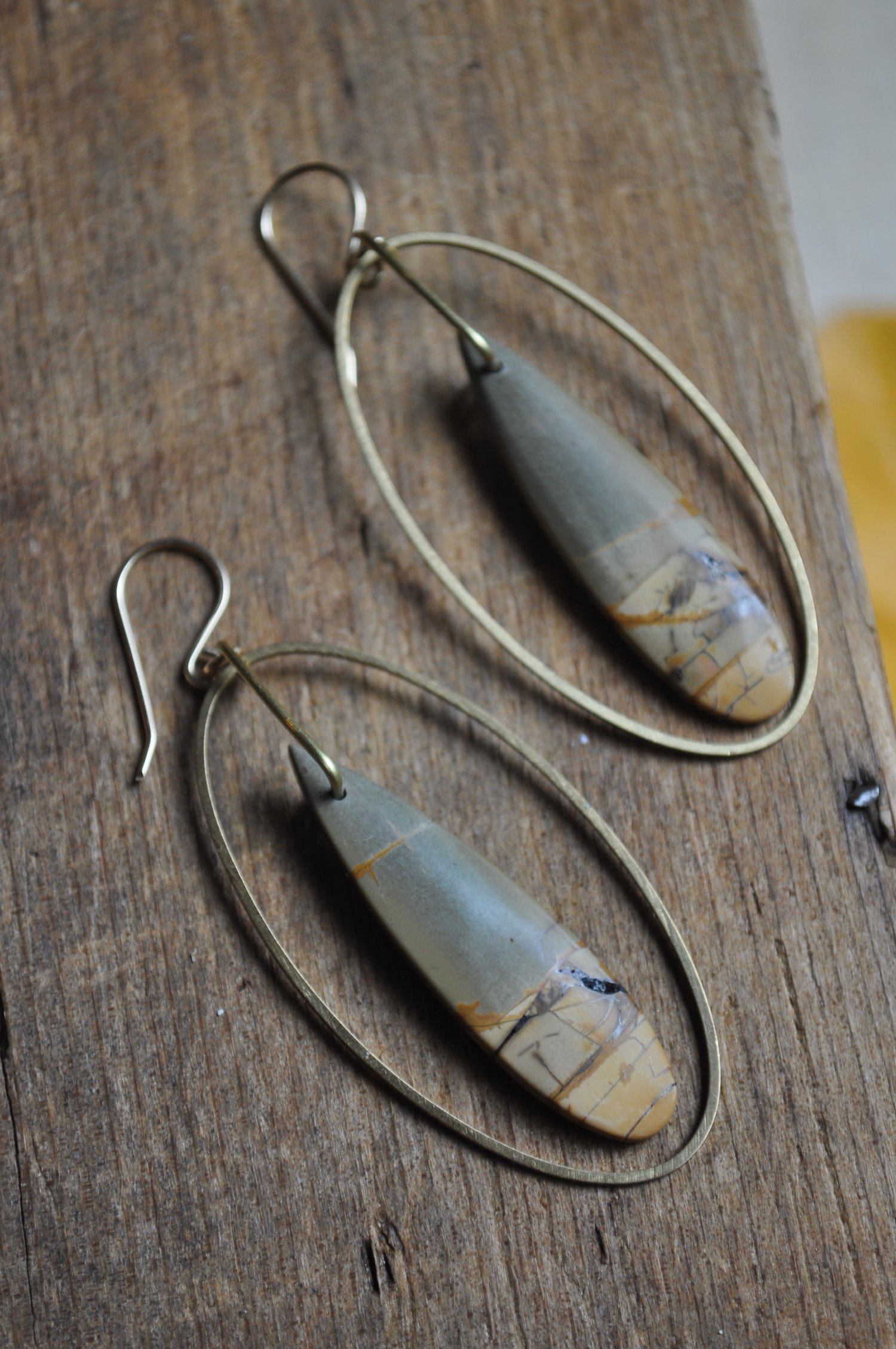 Image of Jasper Teardrop Hoop Dangles