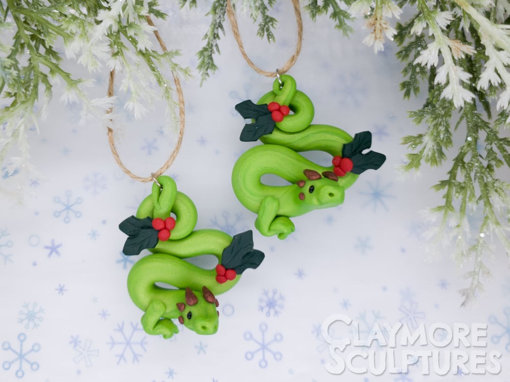 Holly Lindworm Dragon Christmas Ornament