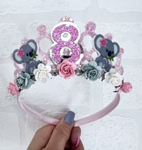 Image 1 of Koala Birthday tiara crown pink & grey