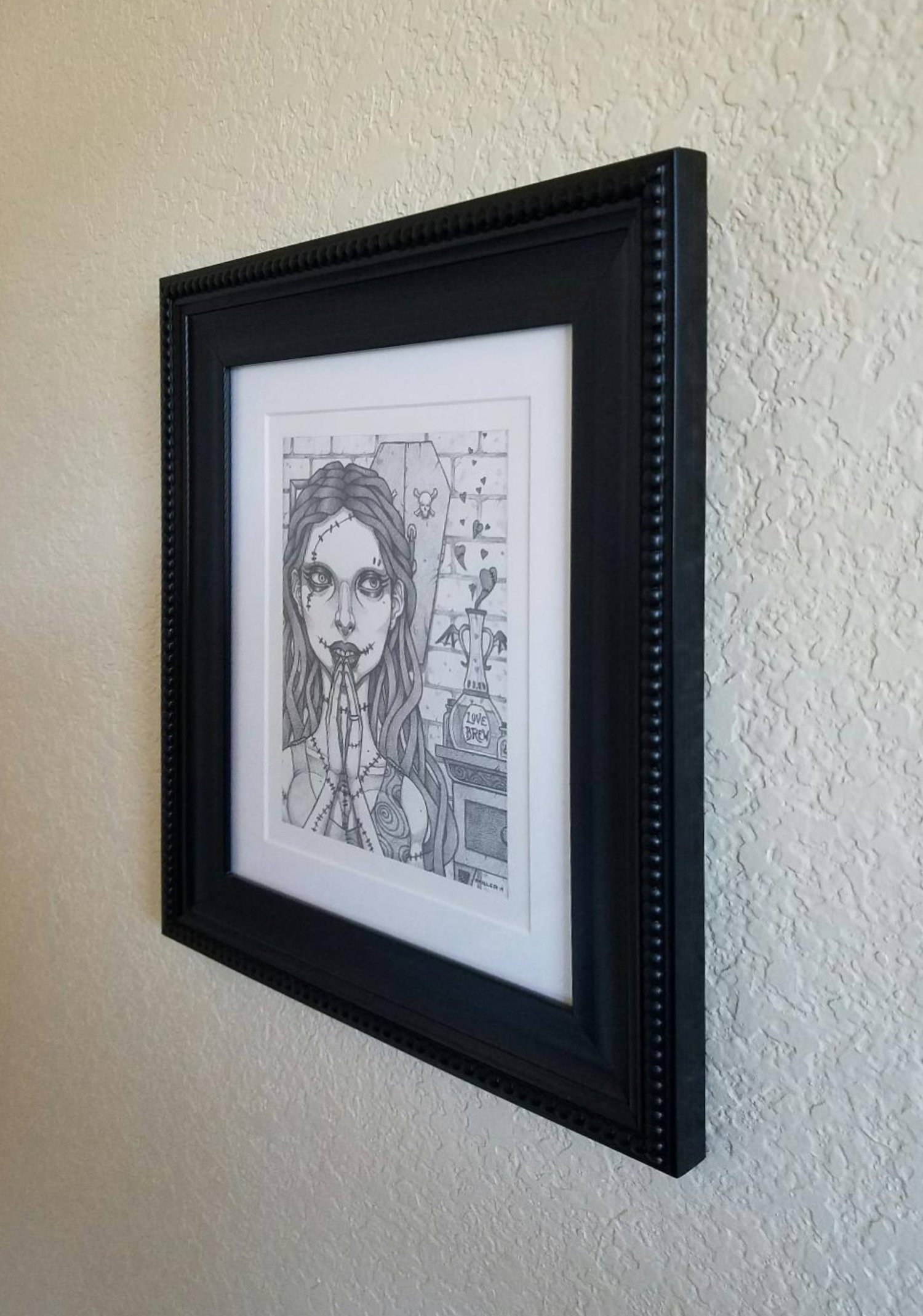 Image of Love You to Stitches! - Framed Original Graphite