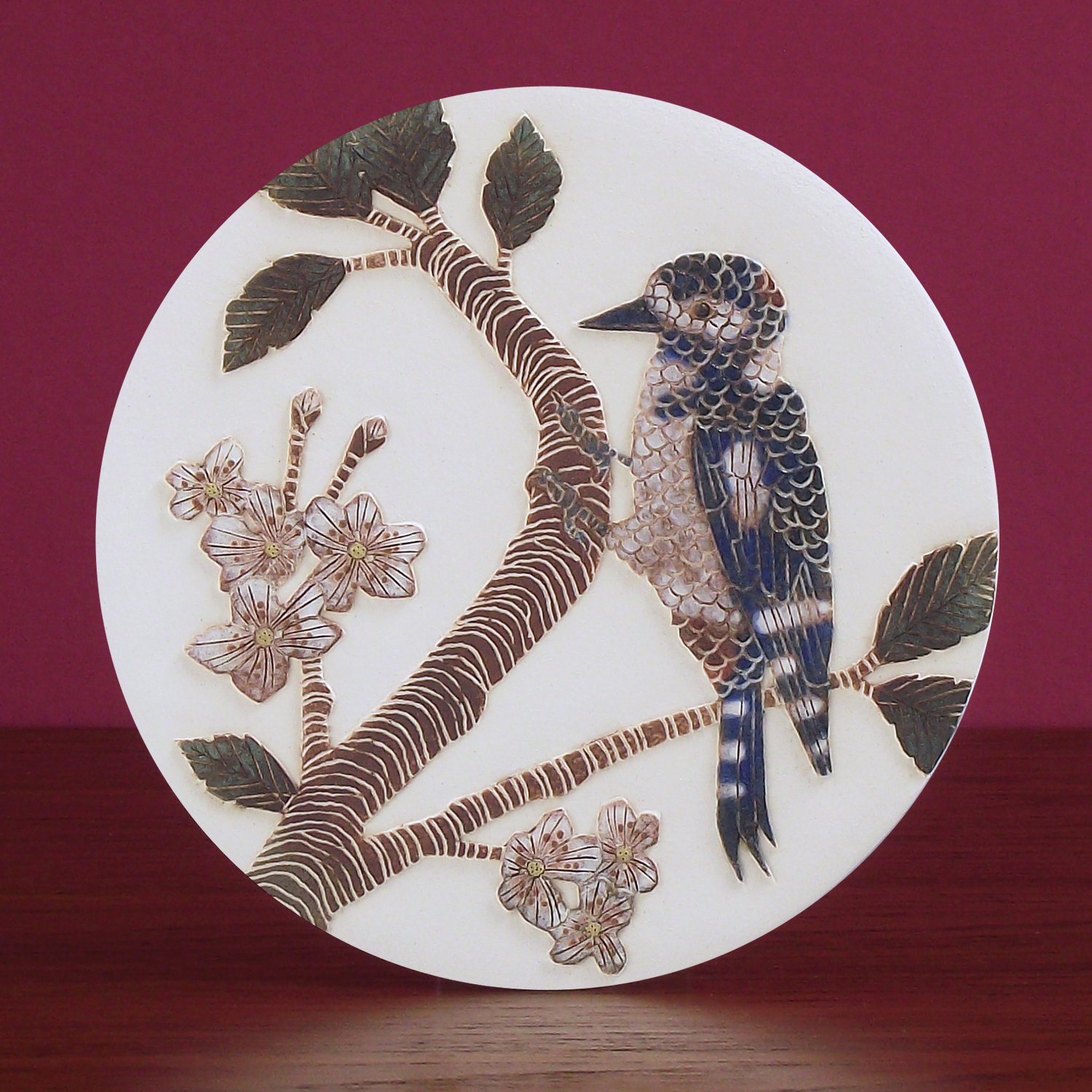 Image of Spotted Woodpecker & blossom wall hanging