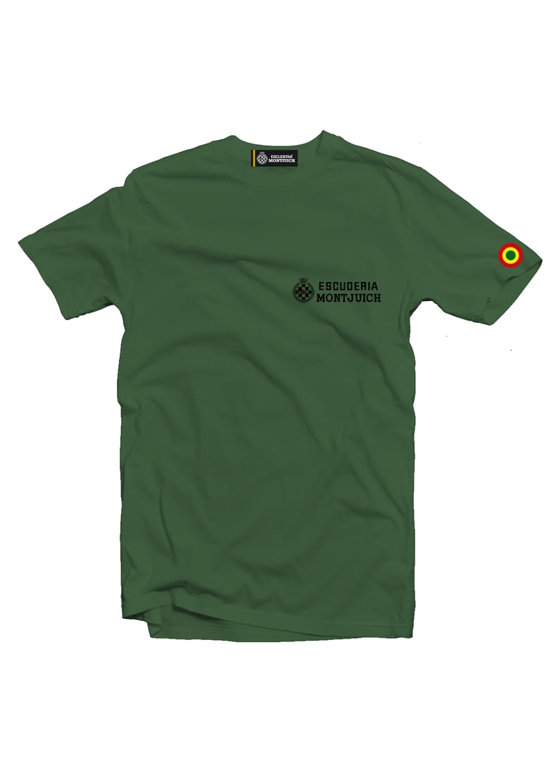 Image of Escuderia Montjuich camo green tshirt