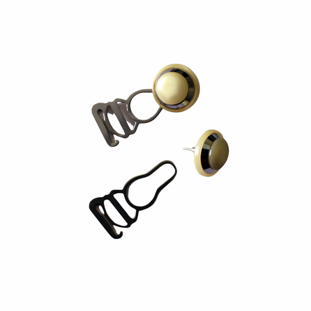 Image of Pendientes sombrerito + pieza abstracta.