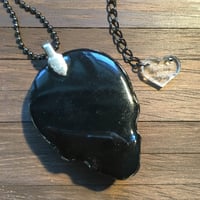 Image 3 of Black/Silver Zebra Stripe Hand Painted Resin Skull  Pendant *WAS £30 NOW £15*