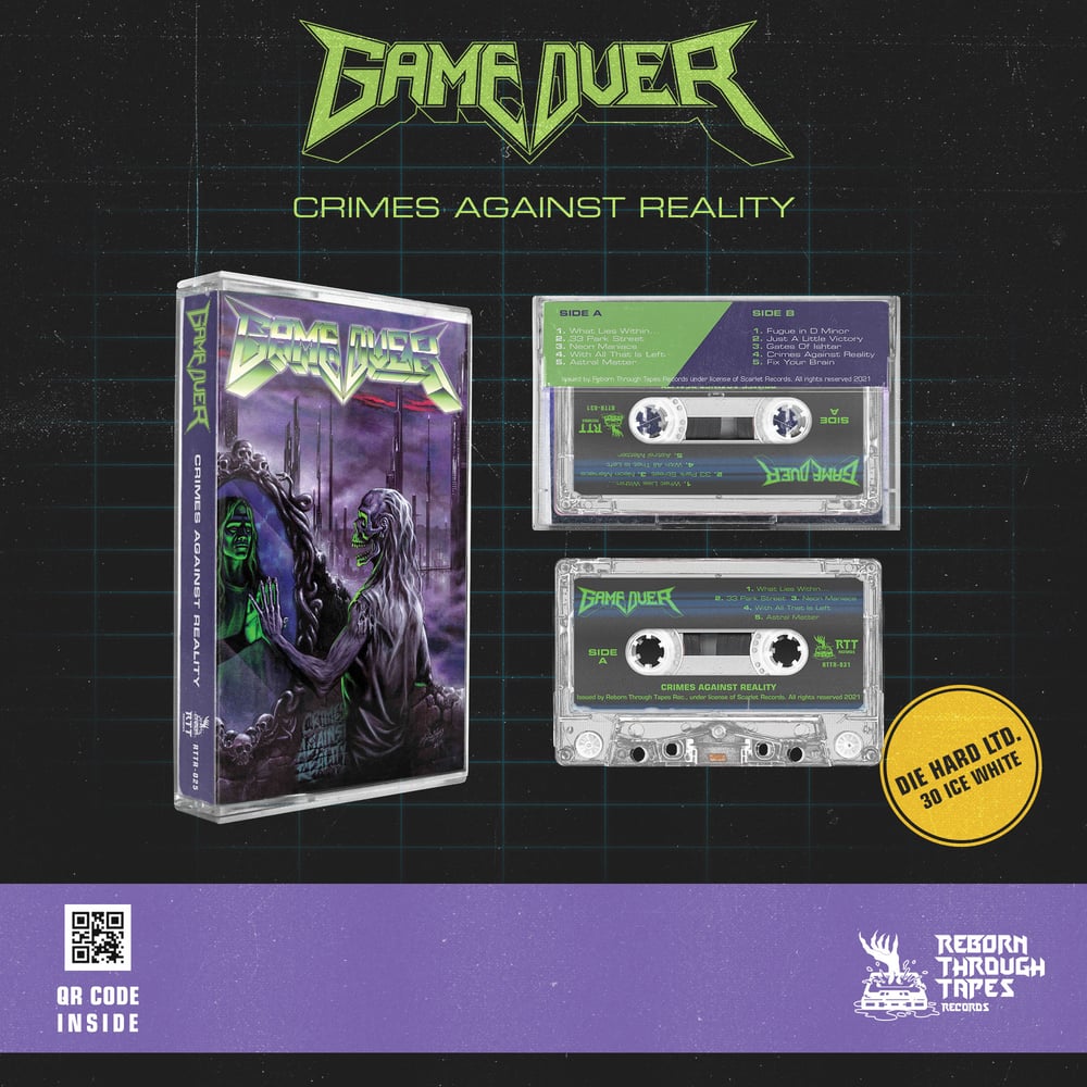 GAME OVER "CRIMES AGAINST REALITY" Tape DIE HARD METALLIC TRANSPARENT WITH GREEN PRINT