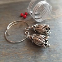 Image 5 of Antique Silver Bell Flower Earrings