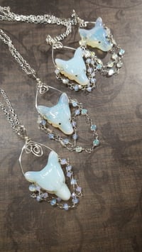 Image 1 of Opalite Carved Wolf Necklace