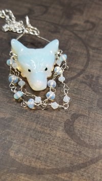 Image 2 of Opalite Carved Wolf Necklace