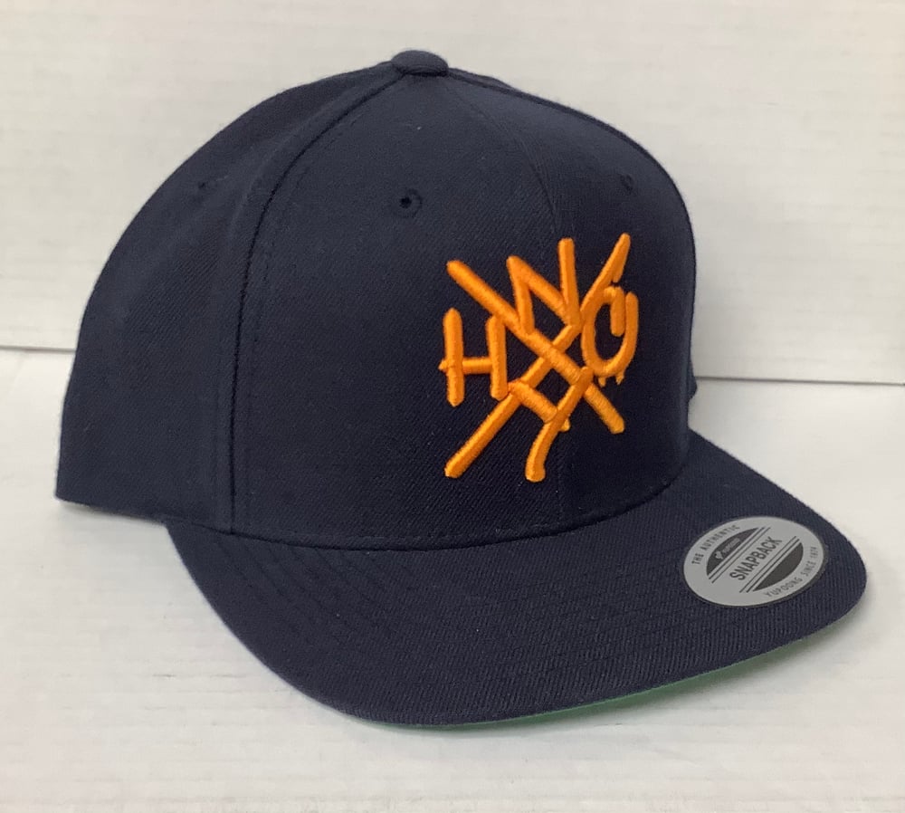 Image of ORIGINAL NYHC New York Hardcore Snapback Hat NAVY BLUE & ORANGE