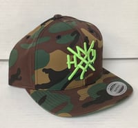 ORIGINAL NYHC New York Hardcore Snapback Hat CAMOUFLAGE & FLUORESCENT GREEN