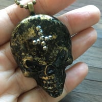 Image 4 of Bronze Evil Resin Skull Pendant in Faux Marble Stone Effect *ON SALE WAS £30 NOW £15*
