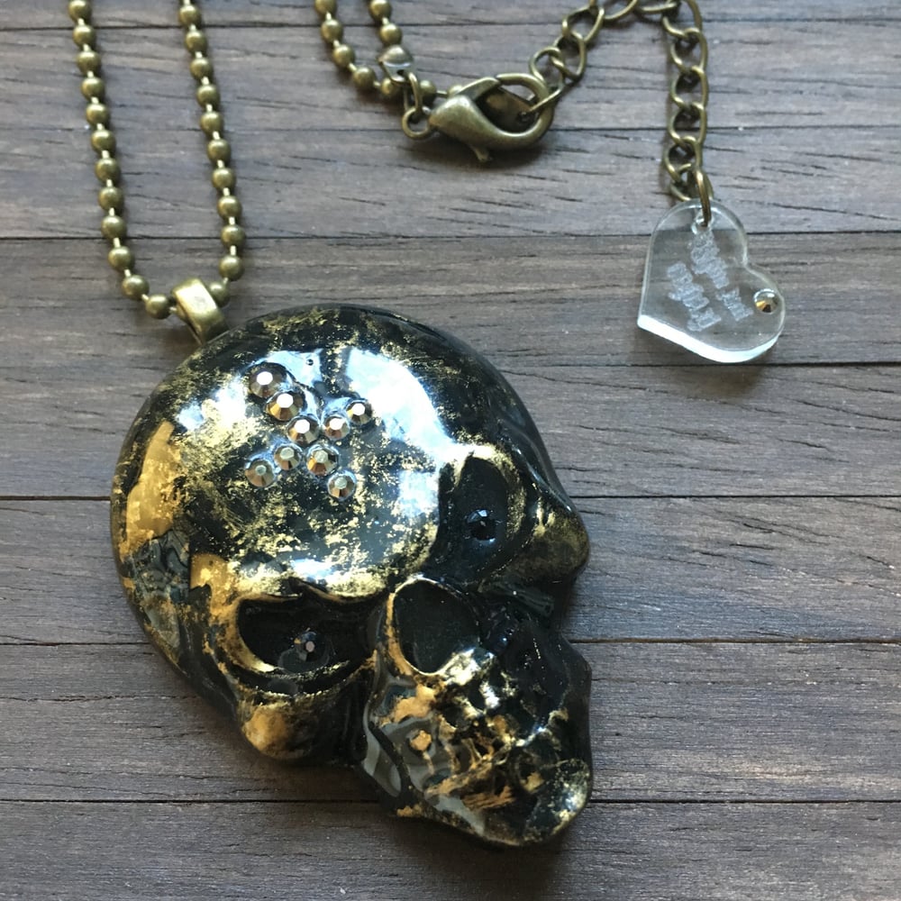 Bronze Evil Resin Skull Pendant in Faux Marble Stone Effect *ON SALE WAS £30 NOW £20*