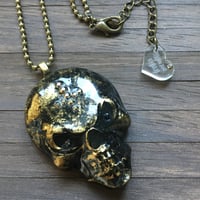 Image 2 of Bronze Evil Resin Skull Pendant in Faux Marble Stone Effect *ON SALE WAS £30 NOW £15*