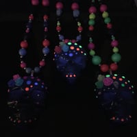 Image 4 of Black & Neon Sugar Skull  Beaded Necklace  * ON SALE - Was £22 now £15 *