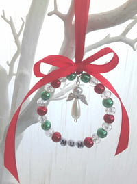Image 2 of 6cm Angel Wings Tree Decor, Beaded Hanging Decoration, Remembrance Tree Decor, Personalised Tree 